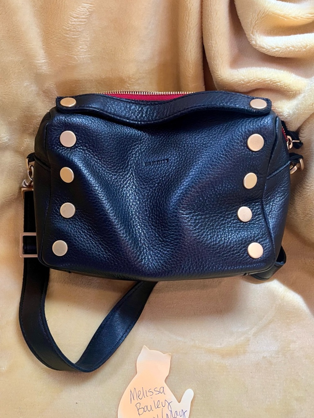 Black Hammitt Evan Crossbody with Red Zip